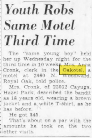 Oakotel Hotel - Apr 1957 Article (newer photo)